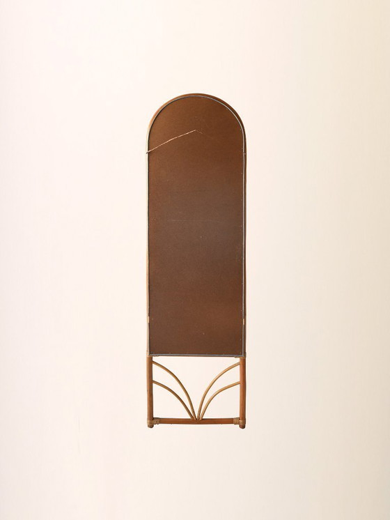 Image 1 of 1970s Scandinavian Wall Mirror in Bent Bamboo Frame