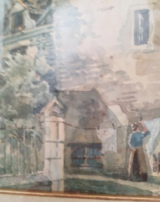 Watercolor by Stanley Inchbold, Chaumont (Haute-Marne), 1918 – Paintings & Drawings, Glass, Paper (photo 8 of 11)