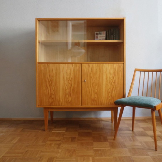 Image 1 of ❤️Hellerau Vitrinekast voor Cultureel Meubels Franz Ehrlich Serie 602 DDR Midden-eeuwse Bauhaus GERESTAUREERD