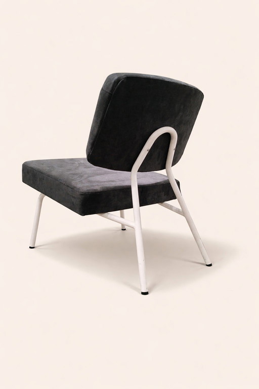 Vintage fauteuil buisframen/zwart