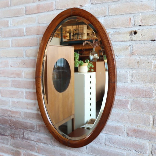 Oval Wooden Mirror Vintage Antique