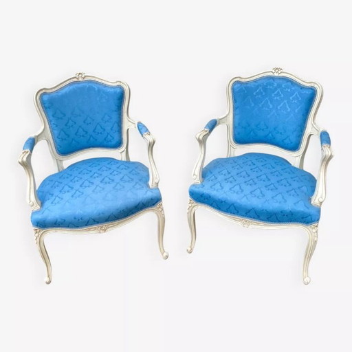 2 poltrone blu Luigi XV