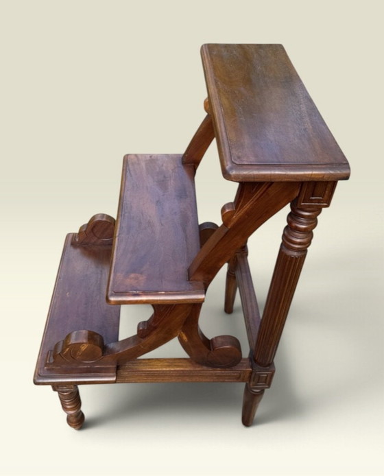 🪜 Scala da biblioteca inglese antica | Mogano | Vittoriano | 1880-1910 – Tavolini, Legno (photo 6 of 15)