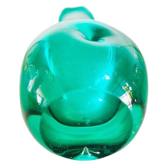 Image 1 of Vintage mid-century Murano glass Chambord vase Fratelli Toso green turquoise 1950's