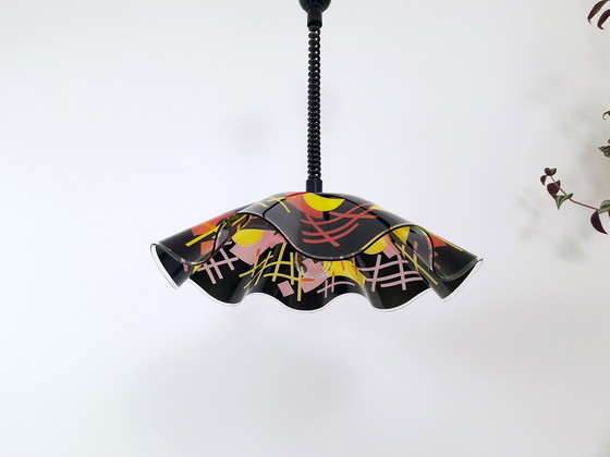 Image 1 of Vintage zwarte hanglamp, Memphis Design verstelbare plafondlamp