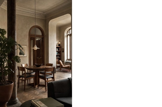 Image 1 of Sedie da pranzo scandinave in stile Mid-Century Modern, in teak e vinile, anni '60, set da 4