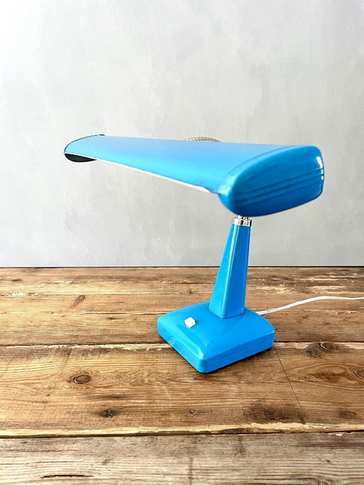 Lampe de bureau Glamor vintage Mid Century bleu vif du Japon