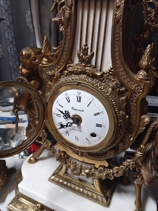 Antique Clock Set From The Brand Regnault Type A Paris