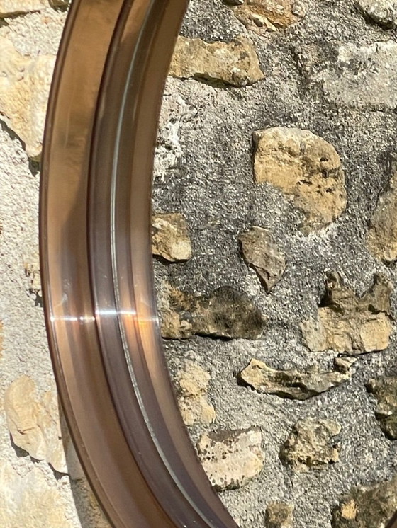 Image 1 of Mid-Century, Vintage, Rond Spiegel van Gerookt Acryl, Jaren 70