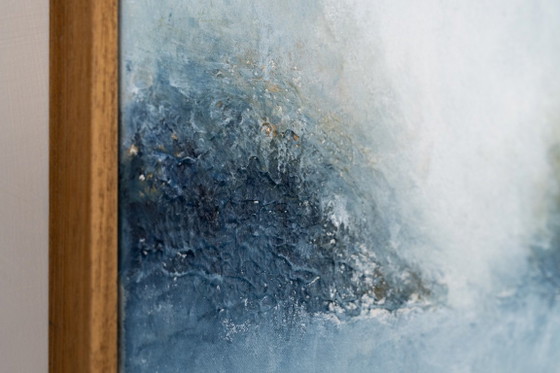 Original Framed Blue Abstract Landscape Painting, Textured Acrylic on Canvas - A Detour (photo 6 of 17)