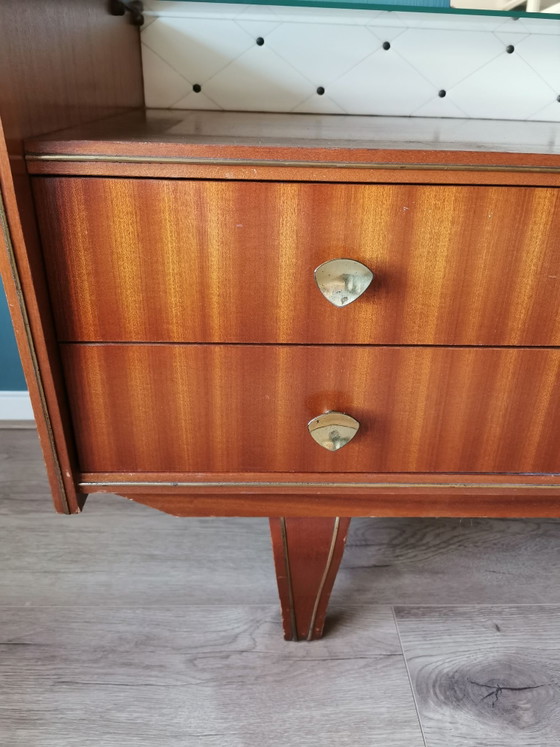 Vintage mid-century dressoir / kaptafel – Hout, Glas (photo 7 of 10)