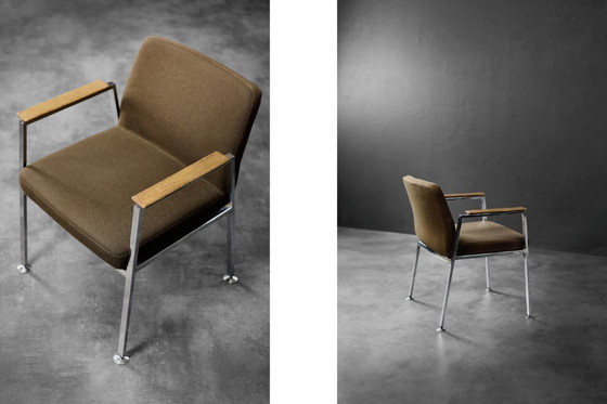 Image 1 of Vintage Mid-Century Duitse moderne bruine vergaderstoel van Drabert, jaren 70