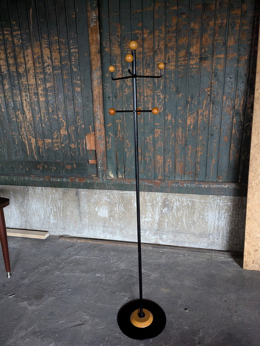 Vintage coat rack - metal/beech