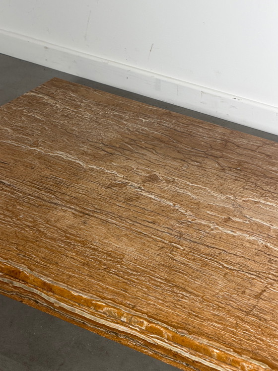 Structural Travertine Rosso Coffee Table – Brutalist Design (photo 8 of 9)