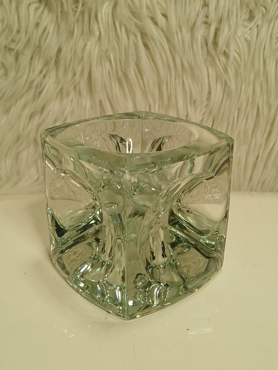 Image 1 of Portacandele a cubo in vetro in stile moderno di metà secolo