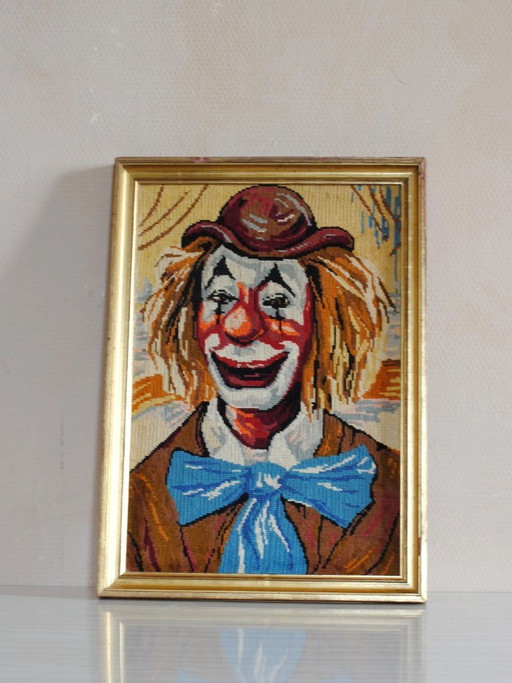 Schilderij van een clown op canvas