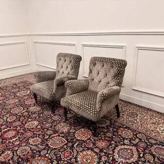 Set Chesterfield Sessel Samt gemustert grau (Foto 6 von 20)