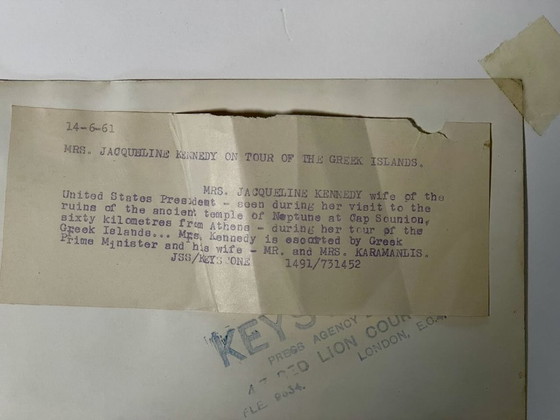 Image 1 of Jackie Kennedy visits Greece. Press photo 1961