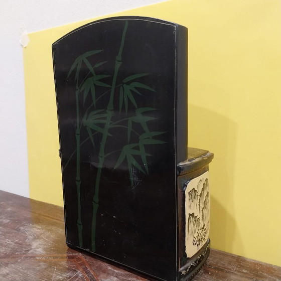 Image 1 of Oriental Jewelry Box of High Quality Wood - Unique Handcrafted Masterpiece, Hand Painted with Drawers, Built-in Mirror Julklapp,