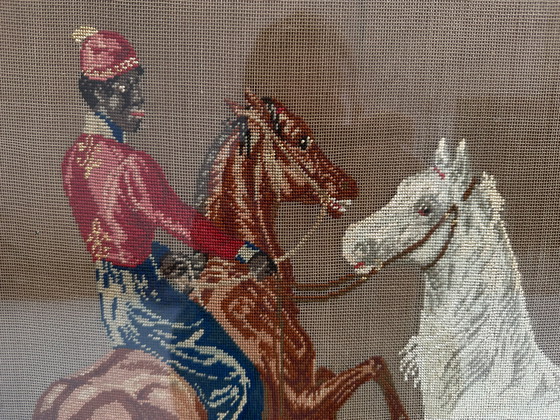 Image 1 of Antique Victorian Needlepoint Fire Screen