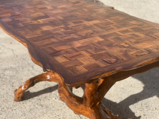 Sculptural solid olive wood brutalist style table 1970, Dining tables, Brown (photo 4 of 7)