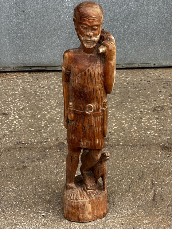 Image 1 of Art Africain - Sculpture bois année H 80 cm - 1920-1930 - Homme chasseur