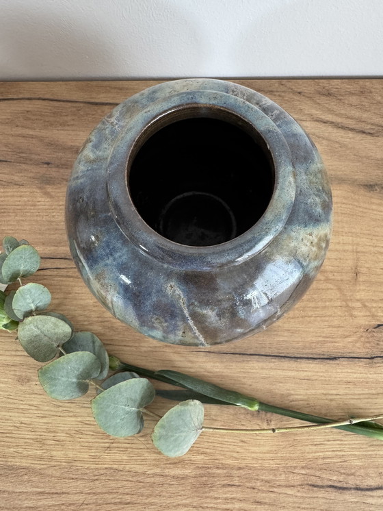 Image 1 of Iridescent stoneware ball vase