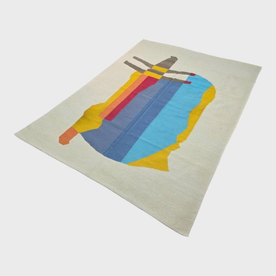 Wandteppich im Man-Ray-Stil mit Drehtürenmotiv | Handgewebt | Unikat (96 × 70 Zoll) – Teppiche & Läufer, Wool (photo 8 of 10)
