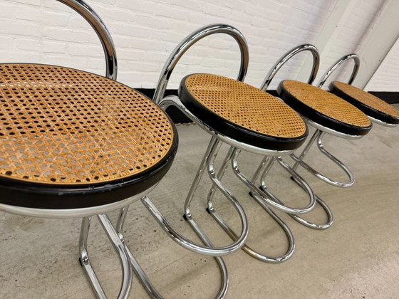 4 Vintage Italy Chrome Barstools – Barkrukken, Metal (photo 5 of 21)