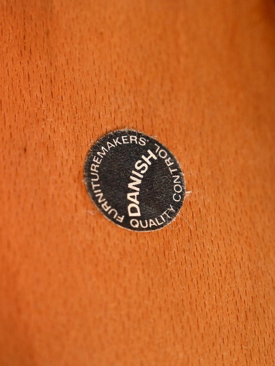 Image 1 of Scandinavian teak stools with sheepskin seat, 1960s