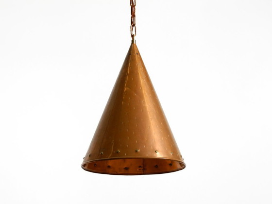 Image 1 of 1960s cone pendant lamp in copper by TH. VALENTINER Copenhagen, Made in Denmark