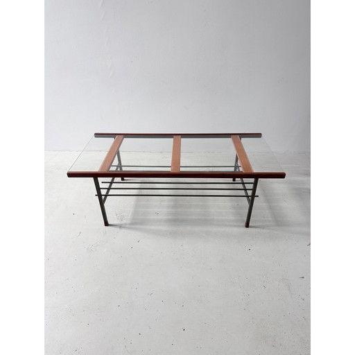 60’ Salontafel In Staal, Hout & Glas – Metal