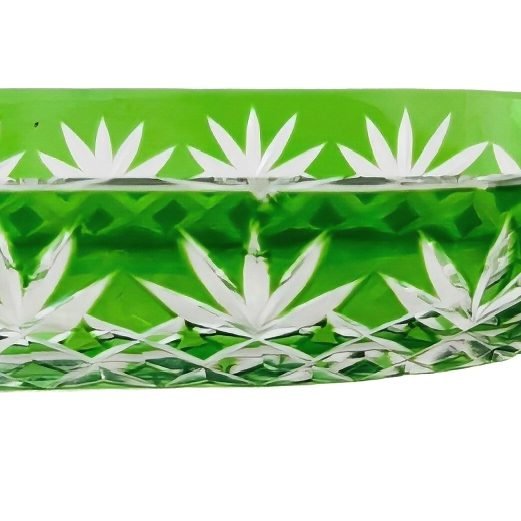 Image 1 of Ciotola in cristallo tagliato vintage verde smeraldo, anni '60