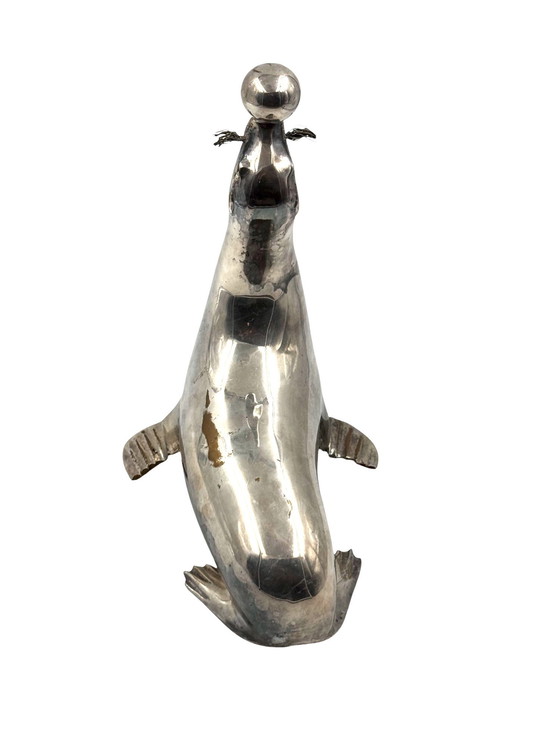 Image 1 of Sculpture de sceau Art déco en laiton argenté, France 1940s