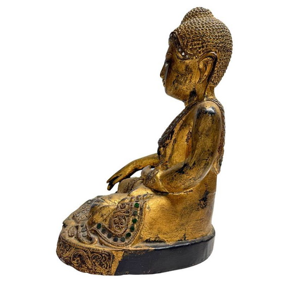 Antiguo Buda Mandalay de madera de teca birmana - Siglo XIX - 27 cm (Calidad Premium) – Esculturas (photo 7 of 10)