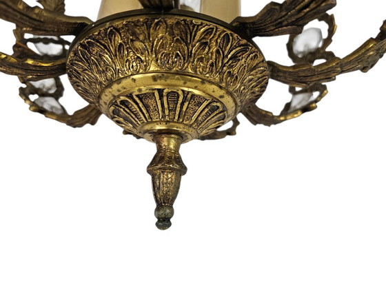 Image 1 of Palwa Palma & Walter stijl - Hollywood Regency stijl - messing - facet geslepen glas - hanglamp - verguld - 3e kwart 20e eeuw