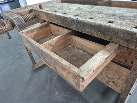 Antieke Vintage Timmermanswerkbank – Tuintafels, Wood (photo 20 of 21)