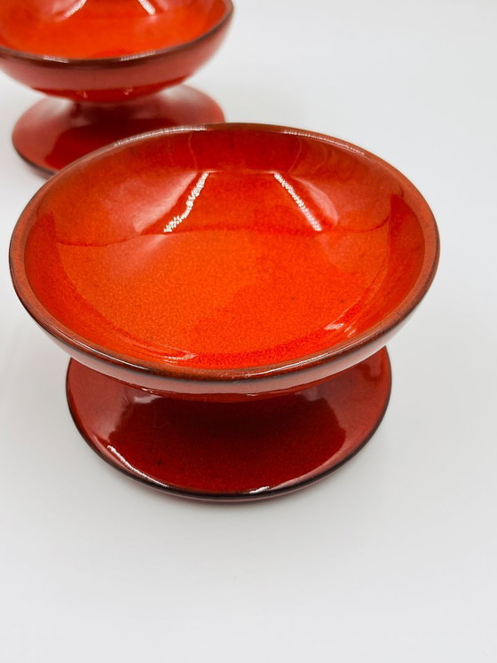 Set of 4 vintage ice cream bowls by PAN Keramik, Table accessories, Ceramic, Red (photo 6 of 11)