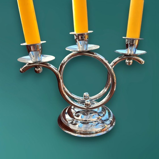 Image 1 of Paire de chandeliers Art Déco chromés