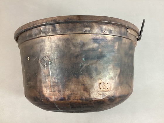 Image 1 of Huge 19th century French copper kettle with levers