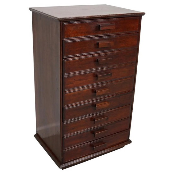 Image 1 of French Art Deco Mahogany Apothecary/Filing Cabinet, Circa 1920