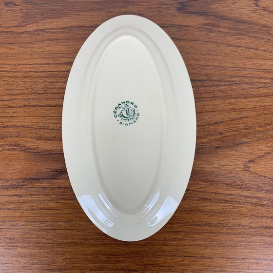 Image 1 of Kleines St. Amand Ceranor-Geschirr, dunkelgrünes Blumenmuster