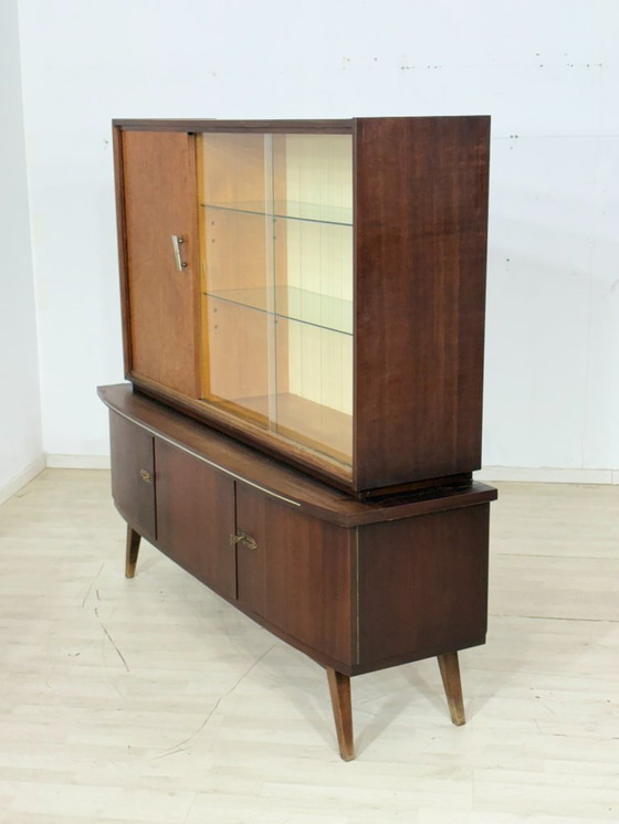 Image 1 of Dressoir uit het midden van de vorige eeuw / vitrinekast / woonkamerkast / vintage buffetkast / hoge kast