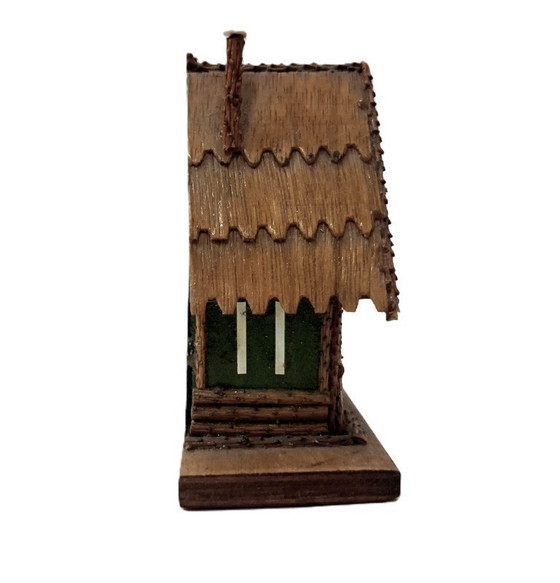 Image 1 of Cottage in legno in miniatura fatto a mano in stile vintage - Arredamento rustico per la casa