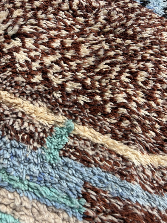 Image 1 of Tapis marocain coloré en laine Mrirt 160x240 cm - Tapis à poils longs abstrait bleu