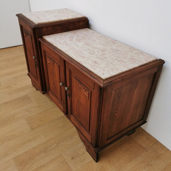 Image 1 of Antique TV cabinet television cabinet sideboard wall cabinet with marble top