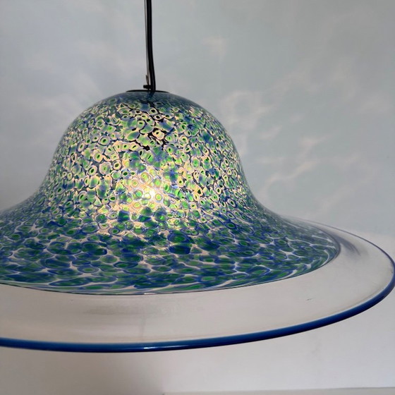 Image 1 of Lampada a sospensione in vetro di Murano blu Neverrino di Gae Aulenti per Vistosi Italia, anni '70