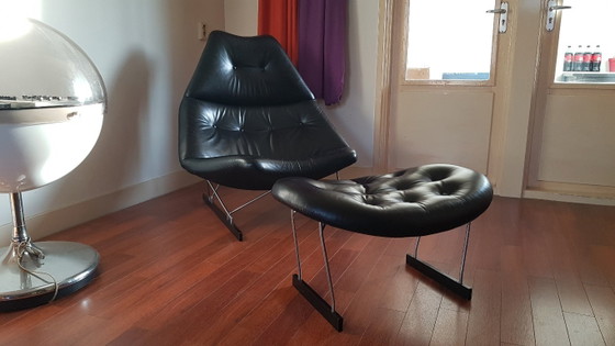 Artifort F592 Sessel inkl. Ottomane – Leather, Metal (photo 4 of 13)