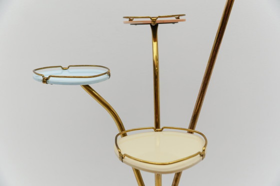 Image 1 of Portafiori in ottone e vetro color pastello, stile Mid-Century Modern, anni '50