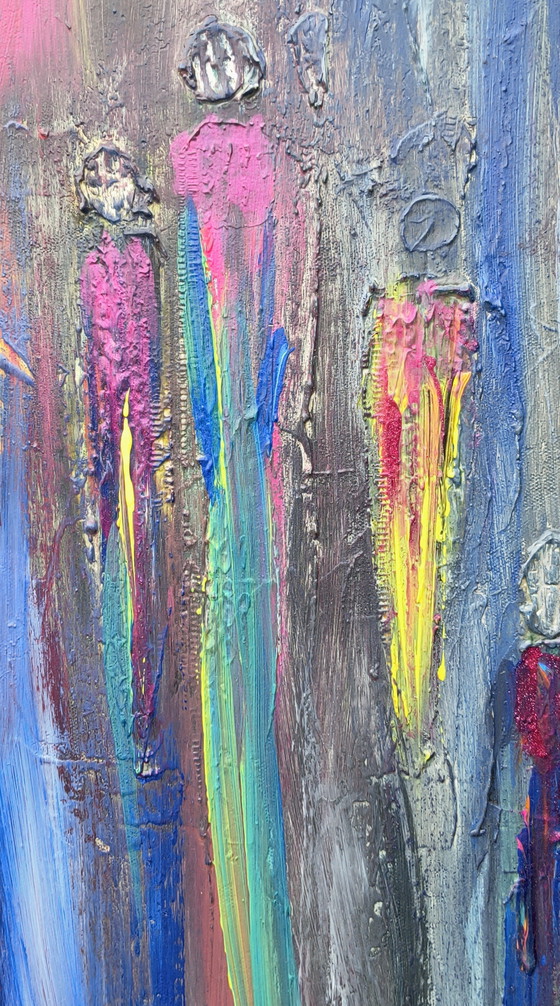 Figurines, large colorful painting. – Paintings & Drawings, Canvas (photo 11 of 11)